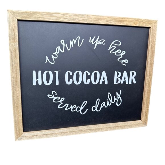 Hot Cocoa Bar Wall Sign 11x9 Rustic Chalkboard Look Daily Kitchen Decor Winter - Picture 2 of 11
